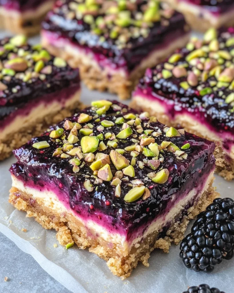 blackberry pistachio dream bars