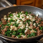 Ground Beef and Spinach Skillet with Feta