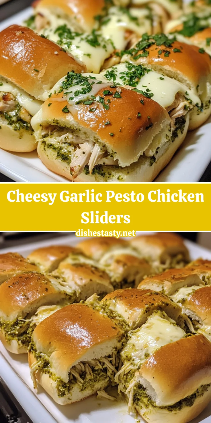 Cheesy Garlic Pesto Chicken Sliders