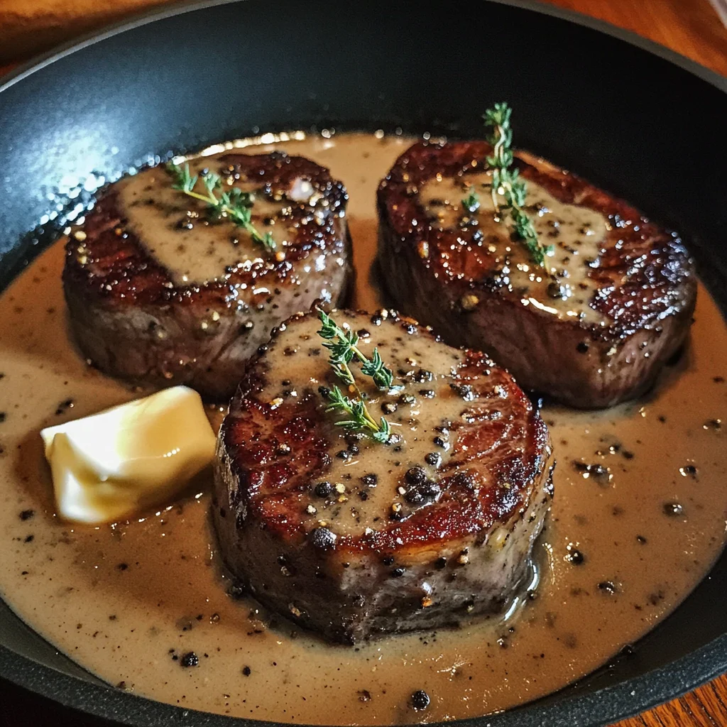 Filet Mignon with Peppercorn Sauce