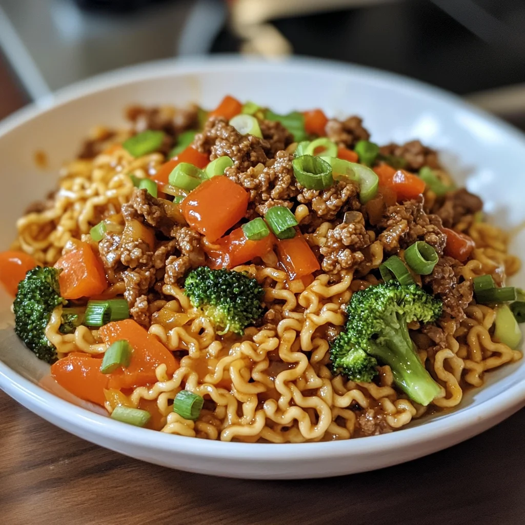 Ground Beef Ramen Skillet