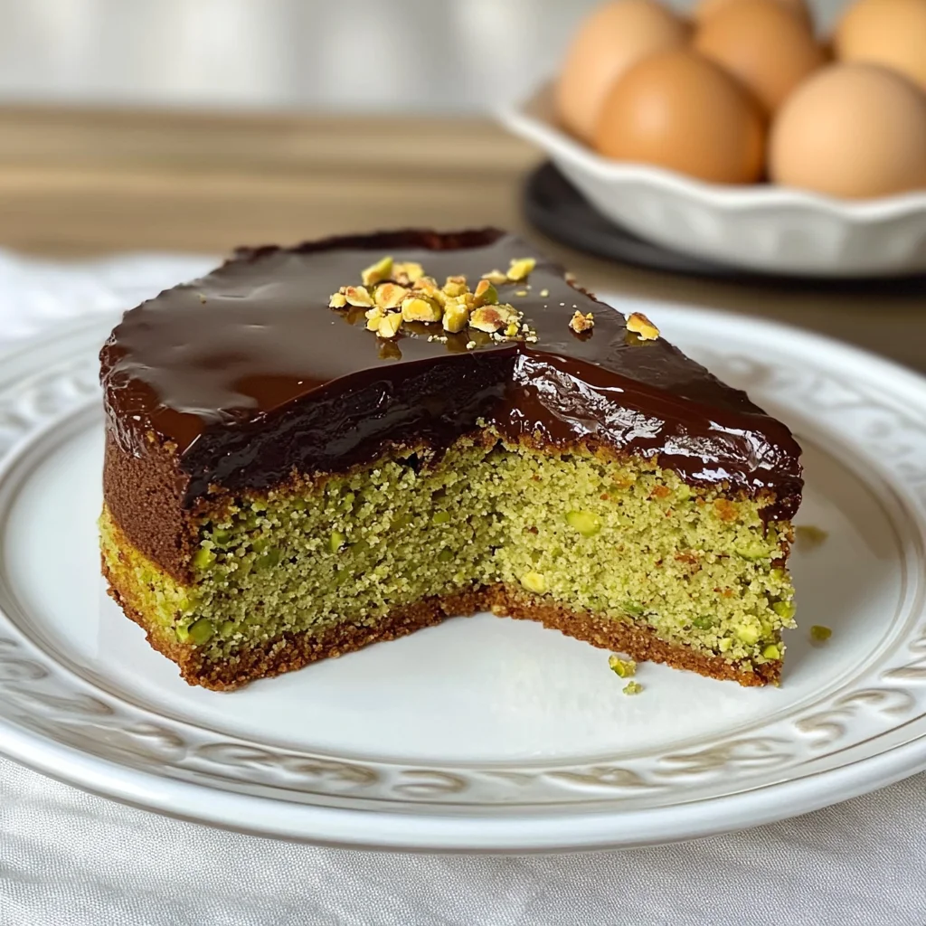 Flourless Pistachio Cake with Chocolate Ganache