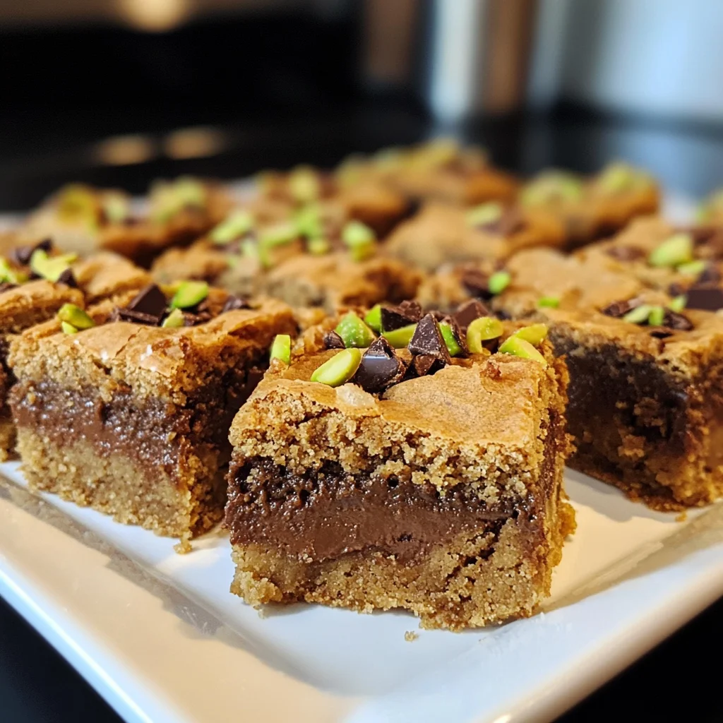 Brown Butter Dubai Pistachio Chocolate Chip Cookie Bars