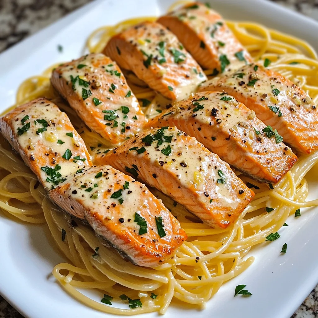 Creamy Garlic Salmon Pasta