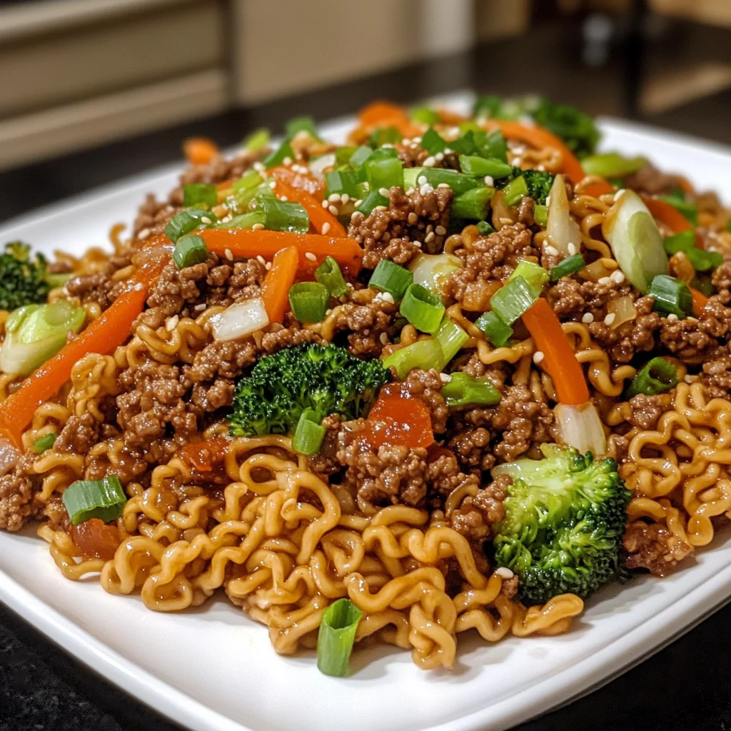 Ground Beef Ramen Skillet