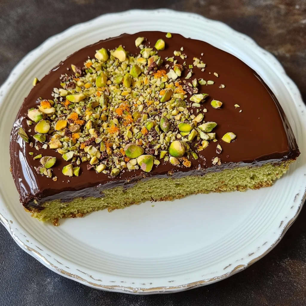 Flourless Pistachio Cake with Chocolate Ganache