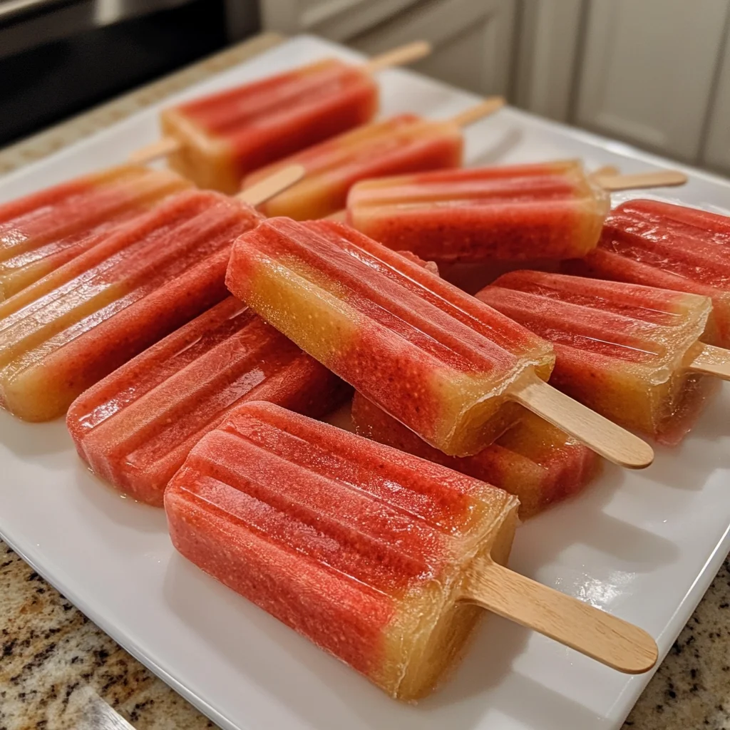 Rhubarb & Strawberry Swirl Popsicles