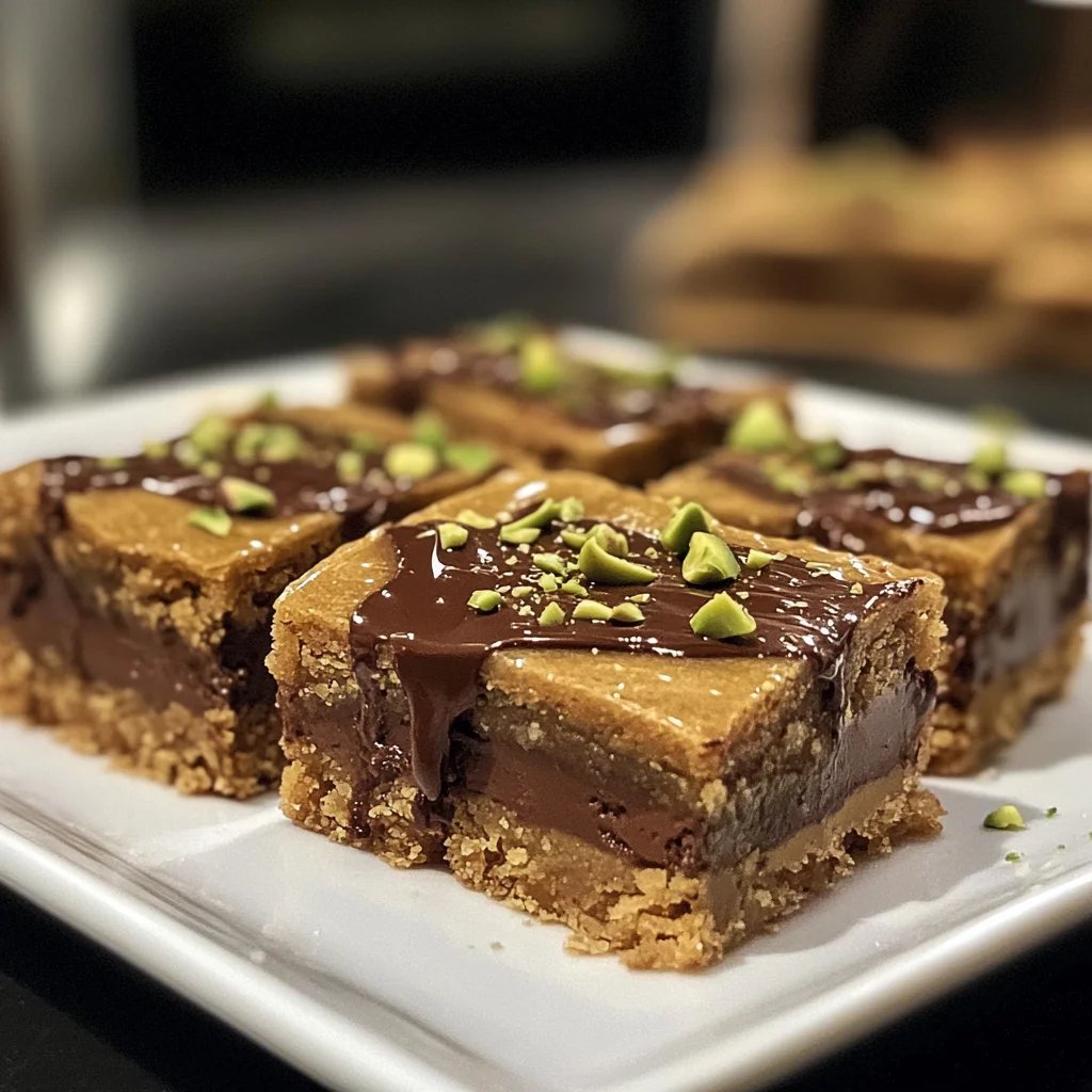 Brown Butter Dubai Pistachio Chocolate Chip Cookie Bars
