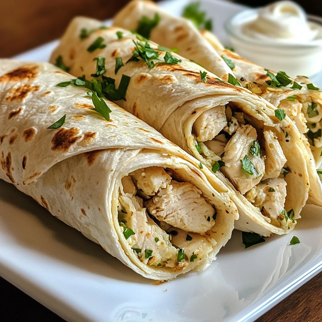 Cheesy Garlic Chicken Wraps