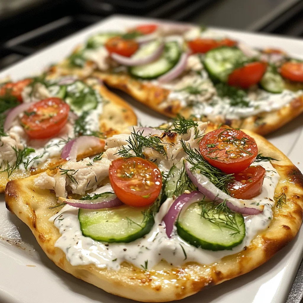Tzatziki Chicken & Veggie Naan Pizza